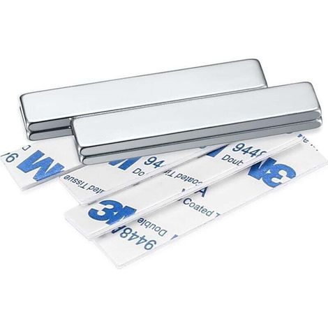8 Pièces Aimants, Aimants Puissant Neodyme Adhésifs Extra Forts, 50x10x3 mm Aimant Super Puissants Rectangulaires Adhesif Magnetique (1/4)