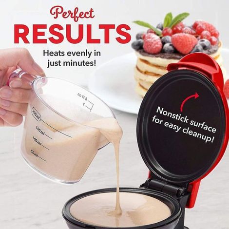 Crêpière électrique ronde antiadhésive - Compacte et légère - Pour crêpes, œufs, biscuits - Voyant lumineux pour cuisson facile (1/4)