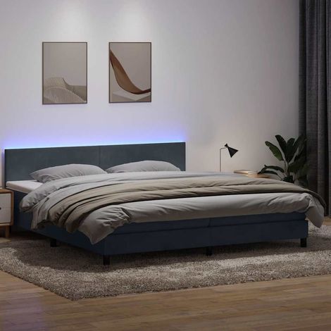 Boxspringbett mit Matratze & LED Dunkelgrau 180x210 cm Samt