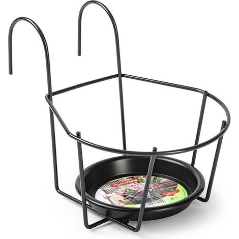 Soporte Metal para maceta con plato de pared 18 cm Negro (1/2)