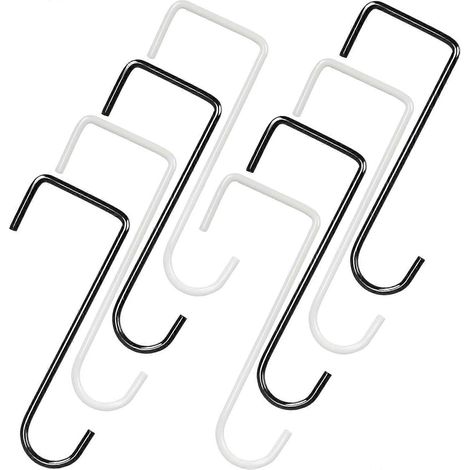 8 crochets de clôture de 15 cm (noir et blanc) crochets de porte robustes (1/5)
