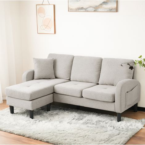 Sofá Modular 166x118x77 Cm Con Reversible, Tela Lino-algodón Beige, Compacto (1/5)