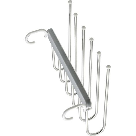 Portant à pantalons pliable multifonctionnel à 6 niveaux en acier inoxydable, avec cintres pour pantalons et serviettes, rangement pour placard, gris