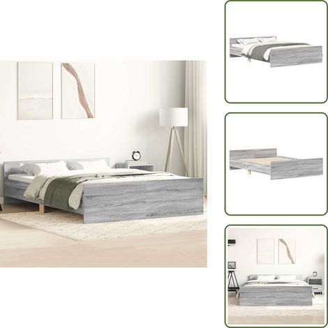 Cadre de lit sans matelas sonoma gris 120x190 cm - Cadre De Lit - Lit Deux Personnes - Lit Simple - Sommier - Bois D'ingénierie (1/5)