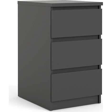 Nada Kommode niedrig und schmal 3 Schubladen, mattschwarz.
