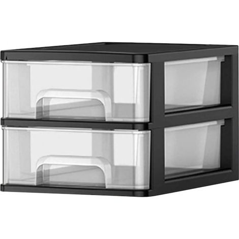 Organiseur de Bureau Transparent avec Tiroirs Empilables - EINNENFFER - Rangement Pratique pour Fournitures de Bureau, Idéal pour Espaces Réduits (1/5)