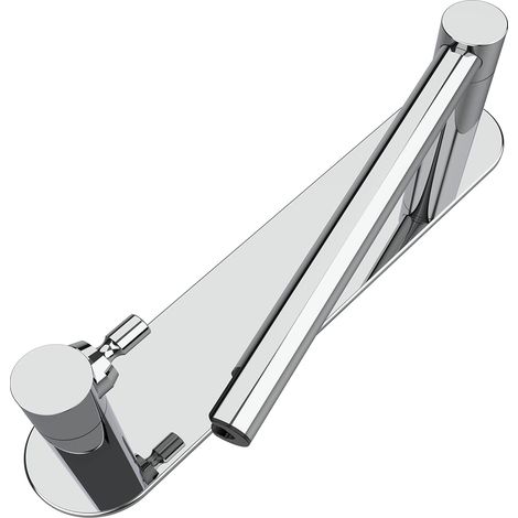 Support de papier toilette adhésif chromé pour salle de bain - Double poteau pivotant - Support de rouleau de papier toilette poli à coller sans perçage - Acier inoxydable et alliage de zinc