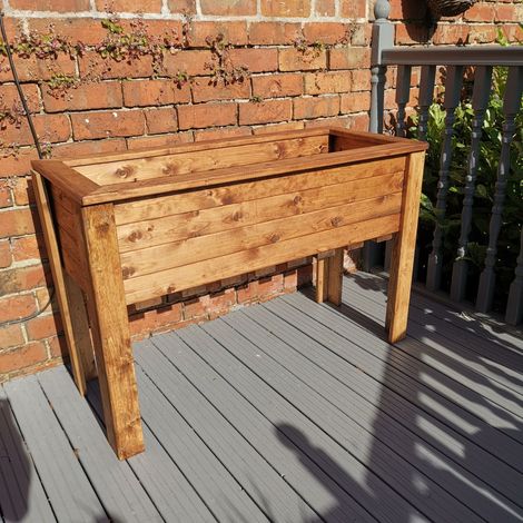 Hand Made Rustic Wooden Large Raised Garden Trough / Flower Bed Planter (1/5)