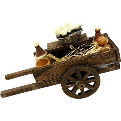 Carretto con Formaggio e Vino in Legno per Presepe 12099 (1/5)