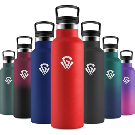 Gourde Inox 500ml, Bouteille d'eau avec Paille, Étanche et Réutilisable, sans BPA, pour Adulte, l'école, Voyage, Randonnée, Sport (1/5)