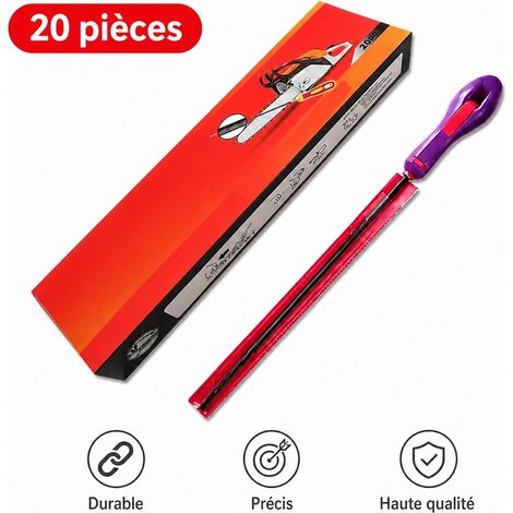 Lot de 20 limes de tronçonneuse avec manche, diamètre 5,5 mm, longueur 200 mm, grain fin, pour grandes chaînes, affûtage (1/5)