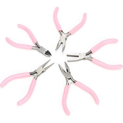 Ensemble de 5 pinces à bijoux, ensemble de pinces en métal rose pour la fabrication de bijoux, outils d'artisanat (1/5)