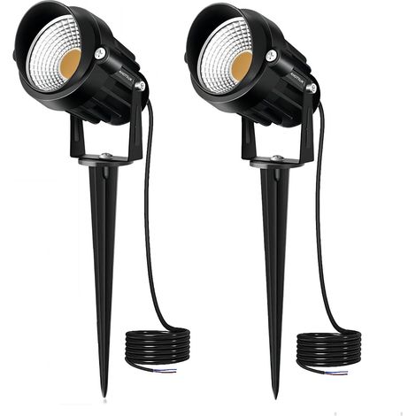 2PCS Éclairage Extérieur à Piquer COB 10W 12V IP66 Étanche Orientable Projecteur Spot Led Lampe de Jardin Éclairage pour Chemins Plantes Balcon Terrasse Hôtel Pelouse LED Lumière Blanc Chaud (1/5)