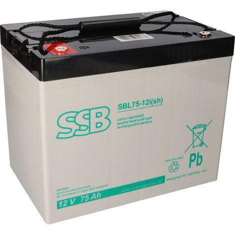 SSB Blei Akku SBL 75-12i(sh) AGM Batterie M6 Schraubanschluss - 12V 75Ah (1/5)