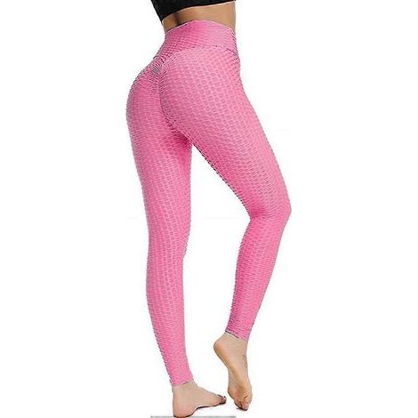 Leggings effet push-up et anti-cellulite pour femmes, pantalon de yoga taille haute (rose, taille 2XL) (1/5)