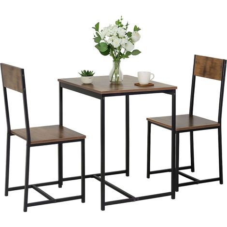 Juego de Mesa Fija con 2 Sillas, Pack Mesa + 2 Sillas, Muebles de Cocina Jess Roble Cambrian y Negro 80x77x50 cm
