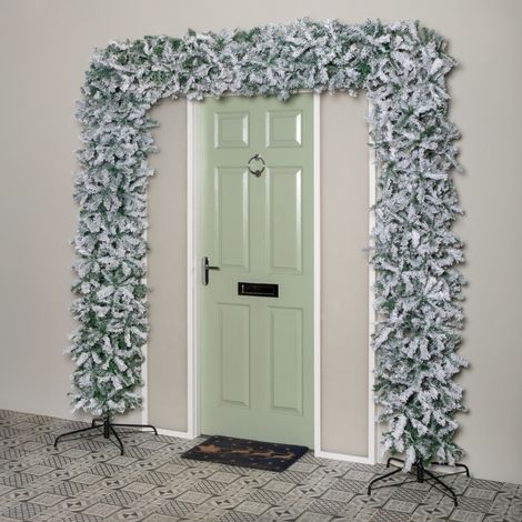 8ft (2.30m) Samuel Alexander Double Door Snow Flocked Christmas Tree Flat Top Arch with 2000 Tips (1/5)