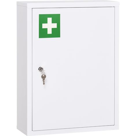 Armario farmacéutico de pared de acero blanco con cerradura 40 x 15 x 53,5 cm (1/5)