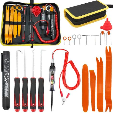 Testeur de circuit de tension automobile 6V 12V 24V CC, stylo de diagnostic avec affichage numérique pour liquide de frein, outil de réparation d'autoradio, démontage par levier, avec étui (1/5)