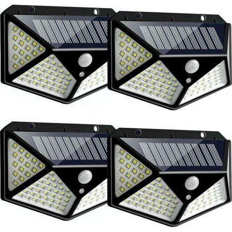 Lampes solaires d'extérieur [100 LED / 3 modes de fonctionnement], lampes de sécurité solaires avec détecteur de mouvement, sans fil, étanches IP65, pour jardin, clôture, terrasse, garage (1/5)