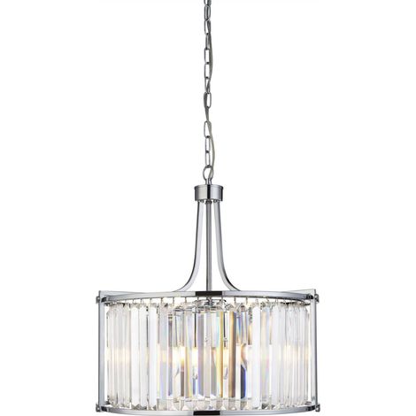 Searchlight Victoria - Luminaire suspendu rond à 5 ampoules, chrome, avec verre, E27