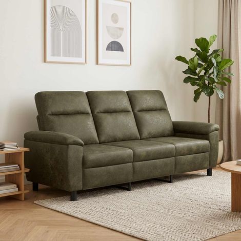 vidaXL Canapé Vert armée 214 x 90 x 95 cm Simili daim