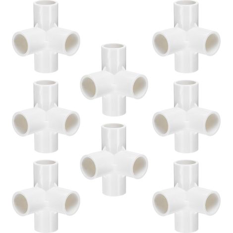 8 Pièces Raccords Tuyau PVC À 4 Voies Coude Tuyau 3/4" Connecteur pour Meubles Coude D'Accouplement À 90 Degrés Raccords pour Égout Plomberie Drain, Blanc (1/5)