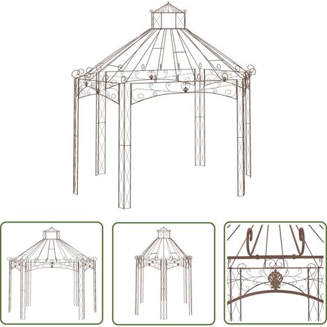 The Living Store Gartenpavillon Antik-Braun 400x258x378 cm Eisen - Gartenzelt - Gartenpavillon - Pergola - Rankhilfe - Schmiedeisengarten (1/5)