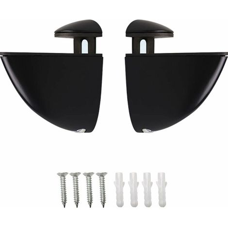 Lot de 2 supports d'étagère en verre, pinces à verre, supports réglables pour étagères en verre et en bois de 2 à 21 mm, finition noire polie, vis de fixation incluses