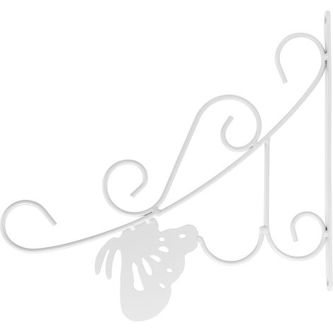 Crochet de suspension pour pot de fleurs, style européen, en fer forgé blanc, pour jardin, terrasse ou balcon. (1/5)