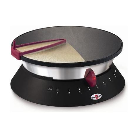 Crêpière 1.3 kW avec thermostat réglable – Étaleur breveté et louche doseuse – Pour crêpes parfaites – Krampouz