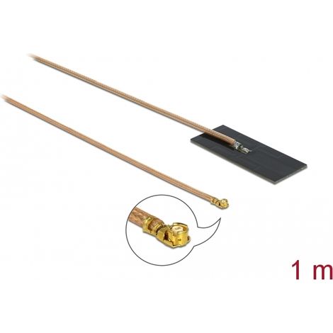 Delock Antena WLAN 802.11 ac/ax/a/h/b/g/n MHFÂ® I macho de 0,5 - 1,2 dBi y PCB de RG-178 1 m interna autoadhesiva