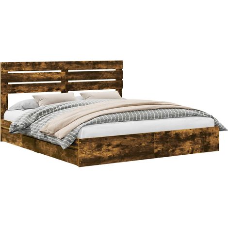 Maison Exclusive - Letto con Contenitore con cassetto Rovere fumé 180 x 200 cm (1/5)