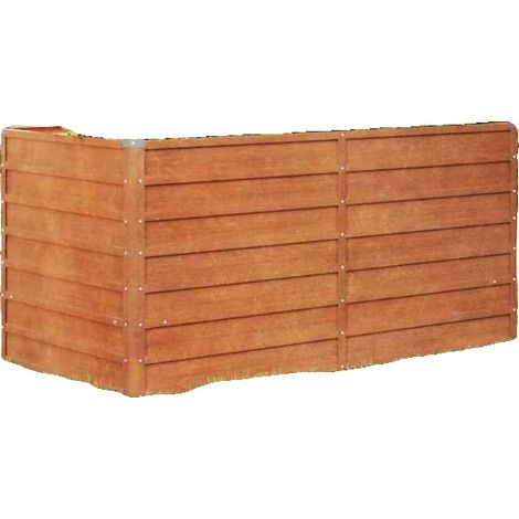 Macetero elevado para jardín, acero Corten, 160 cm x 80 cm x 77 cm, para exteriores, estilo rústico, montaje mínimo. (1/5)