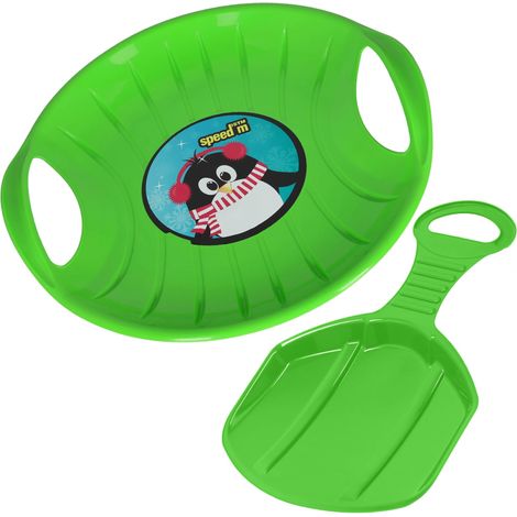 KOTARBAU® 2 Pièces Luge Enfant - PVC - 60 cm - Vert - Luge à Neige - Traineau à Neige - Luge Pelle - avec Poignées Ergonomiques - pour Enfants Et Adultes - Résistant - Pour Pistes Hivernales (1/5)