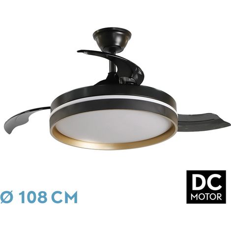 ABRILA- Ventilatore DC Mandarin Black/Gold Luce dimmerabile 3000-6000K 72W Pale orientabili Telecomando + Timer (1/4)