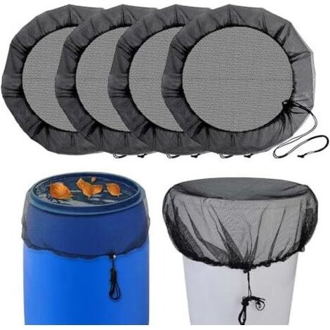 4-teiliges Regentonnen-Netzset – 95 cm Fassabdeckung – Schutznetz für Regentonnen mit Kordelzug – Schutz vor Mücken und Blättern (1/5)