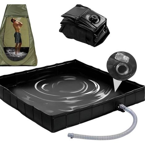 Cabine de douche pliable et portable pour le camping et les animaux de compagnie – une tente de douche mobile avec tuyau d'évacuation et système de drainage.