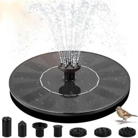 Fontaine de jardin solaire d& 39extérieur 1 4 W avec 7 buses pour étangs bassins extérieurs fontaine à oiseaux de jardin (1/5)