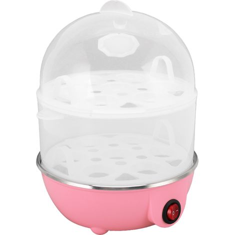 Cuiseur à œufs domestique 350 W, 2 niveaux, 14 œufs par cuisson, arrêt automatique, sécurité, durable, en polypropylène (PP), avec verre doseur. (1/5)