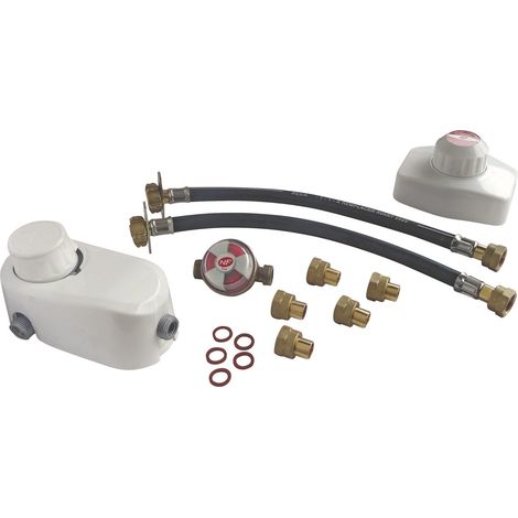 Ensemble détendeur Gaz 1,3 Kg/h + inverseur avec lyres pour 2 bouteilles PROPANE (1/3)