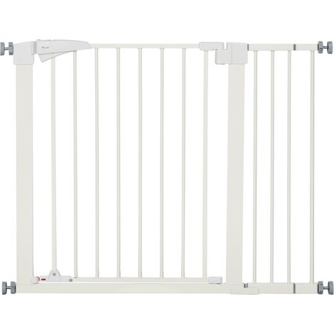 Pawhut – Barrière de sécurité animaux réglable 76-103 cm – Acier ABS blanc – Ouverture 2 sens – Verrouillage mécanique – Installation facile - 76-103L