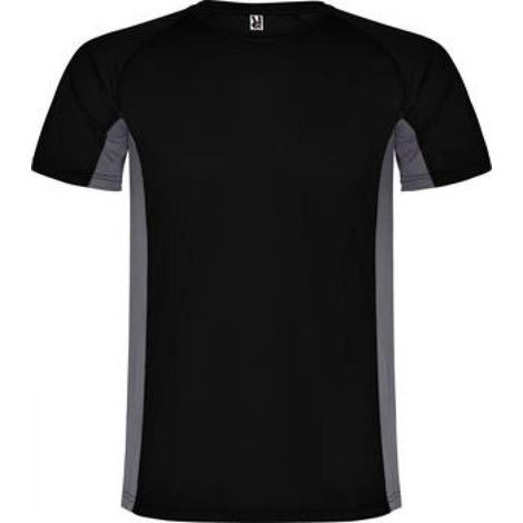 Camiseta técnica combinada de poliéster con manga raglán SHANGHAI ROLY 12 Negro/Plomo Oscuro