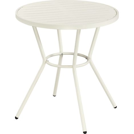 Round Bistro Garden Table - Plastic - L70 X W70 X H75 cm - White - Flat Packed