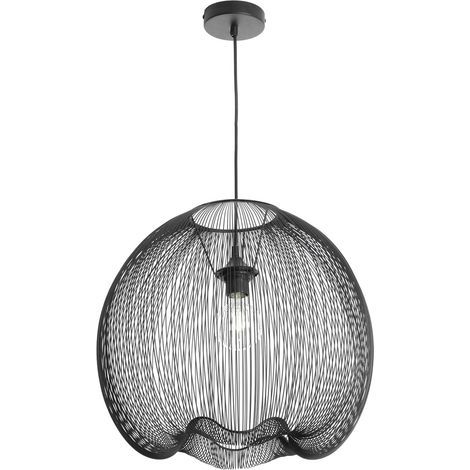 Suspension Cage en Métal Filaire Noir Ø45 cm - Lustre de Grande Taille Idéal Grande Pièce, Restaurant (1/5)