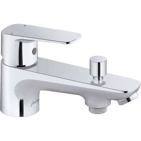 Jacob Delafon – Mitigeur de bain-douche mural monotrou avec inverseur automatique – Débit 20 L/min – Aérateur anti-calcaire – Installation rapide – Finition chrome (1/4)