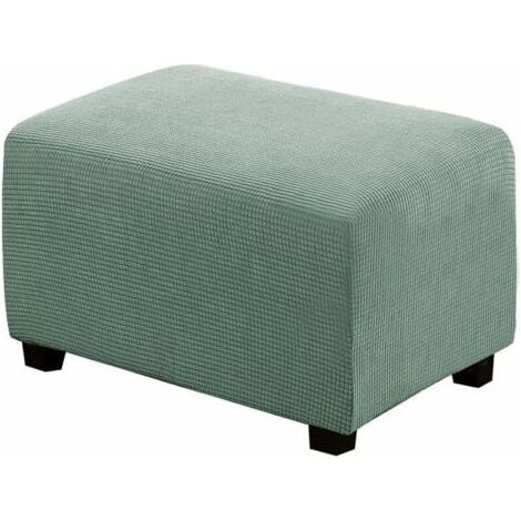 Ahlsen Housse de Pouf carrée Extensible en Peluche, Housses de Repose-Pieds en Jacquard Doux pour protéger Le Repose-Pieds, Housse de Pouf avec Fond élastique, Lavable en Machine -Vert (1/4)