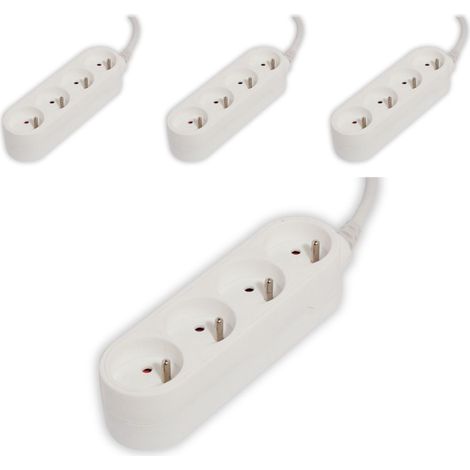 Lot de 4 blocs multiprise 4x16A 3500W câble 1,5m - blanc - Chacon