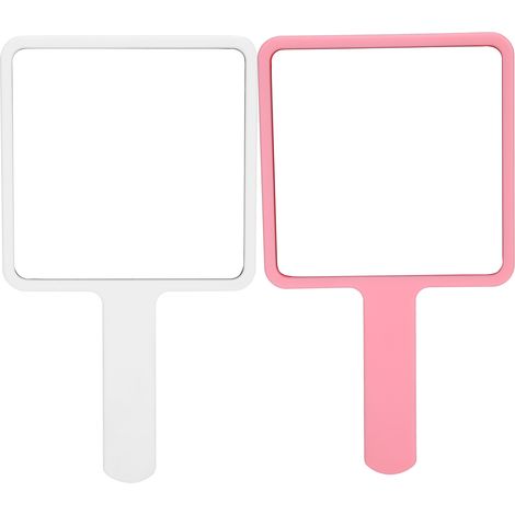 2 pièces Miroir de Maquillage Portable Cosmétique Salon de Beauté Accessoire Blanc Rose (1/5)