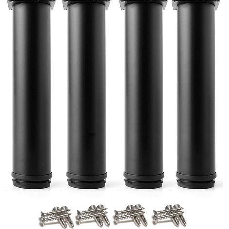 MINKUROW 4 Gambe Nere Regolabili 250 Mm Altezza Addensare Gambe Armadio Gambe Tavolo Gambe Mobili, Acciaio Inossidabile Altezza Regolabile 0-15mm Vieni Con Viti In Acciaio Inossidabile (1/4)